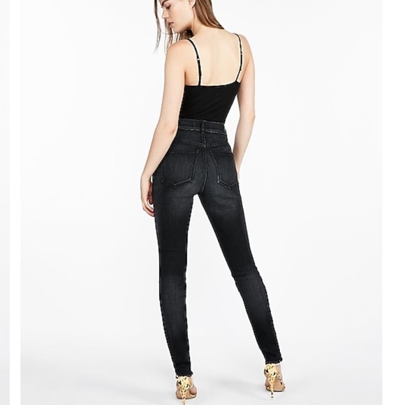 High Waist Denim Perfect Raw Hem Jean Leggings - Picture 3 of 8